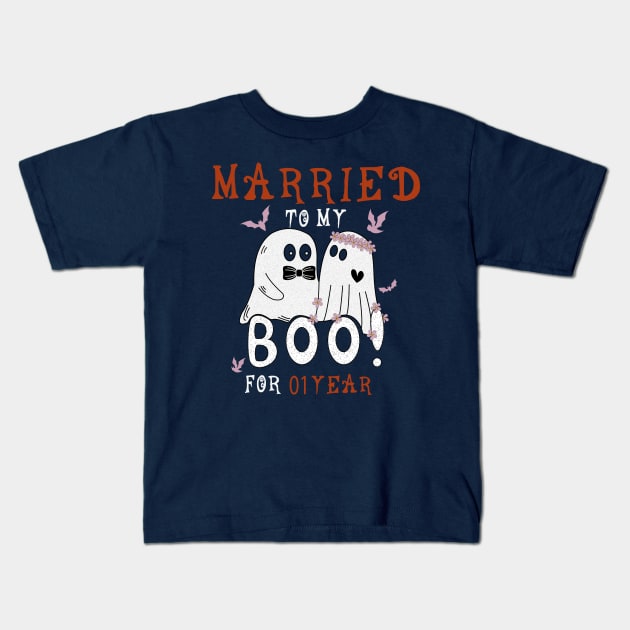 Funny 1st Wedding Anniversary October 1st Anniversary Kids T-Shirt by YOUNESS98